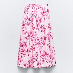 Pink Floral Midi Skirt | Formal Skirt | Pink Midi Skirt